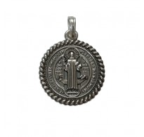 PE001615 Sterling Silver Pendant Religious Solid Stamped 925 Saint Benedict Handmade